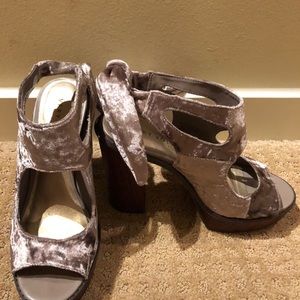Crushed Velvet Block Sandals